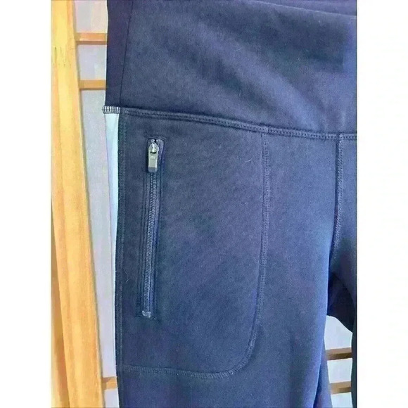 Athleta Navy Street To Summit Fleece Lined Leggings Reflective Side Trim, XSmall - Picture 2 of 9
